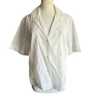 Rose Camp Collar Organza Shirt – Size 34 FR / US 2 (437)